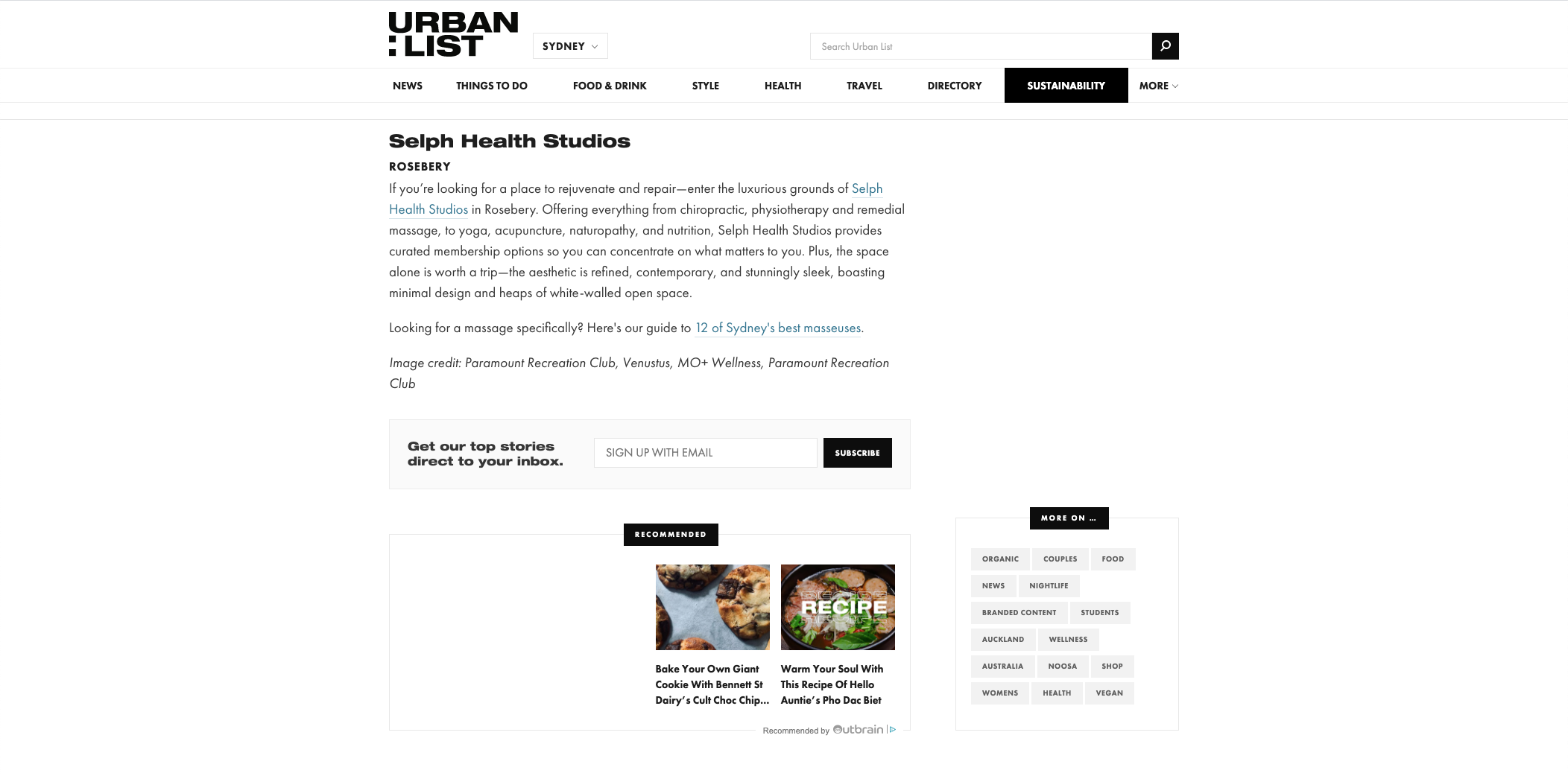 Urban List - selph health studios