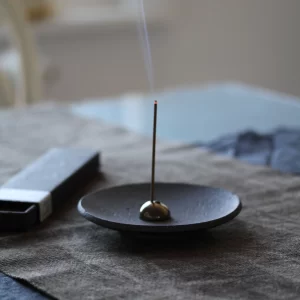 Ume Incense & Smudging Dish: Metallic Black Stoneware